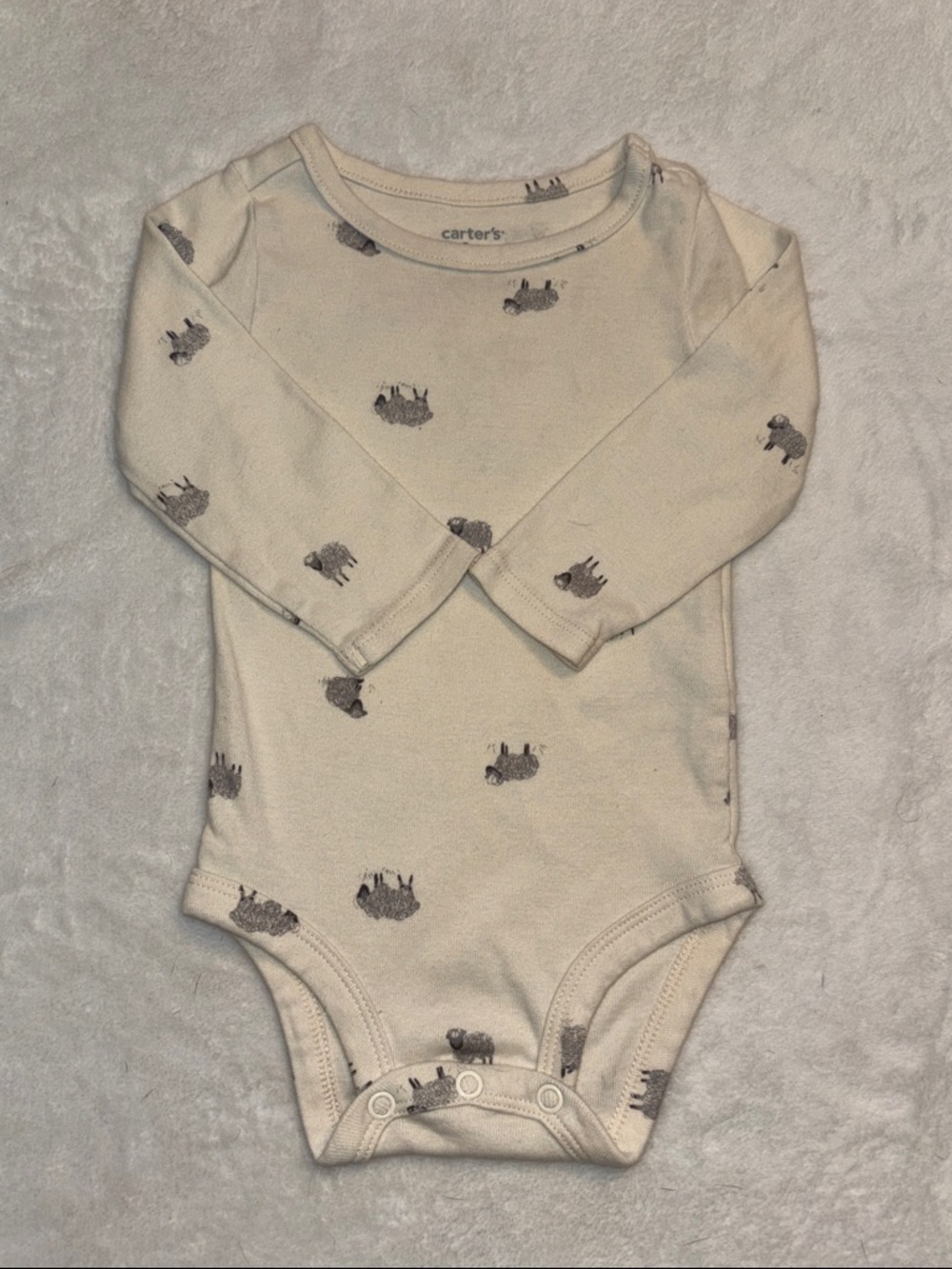 (3 for $10) Carter's Cream gender neutral Long-Sleeve Sheep Print Bodysuit